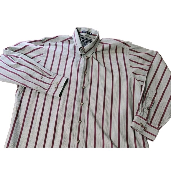 Paul Fredrick Men's Striped Dress Shirt Large 16.5 32/33 EUC Long Staple Cotton‎ - Picture 1 of 4